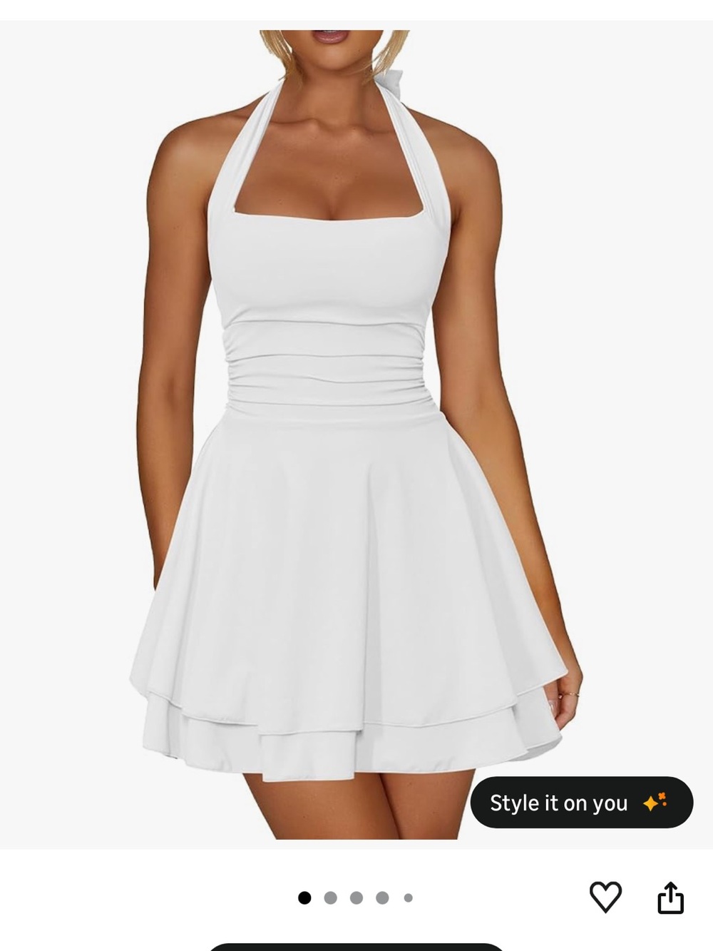 White Halter Fit-and-Flare Dress